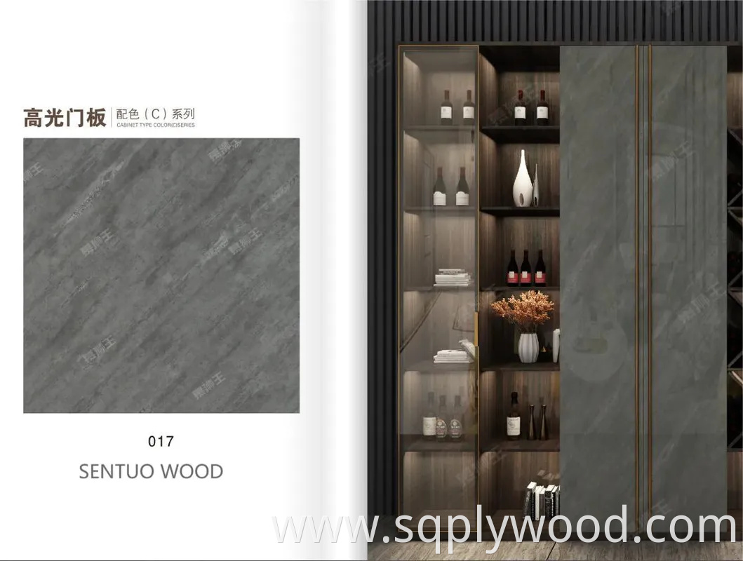 for Interior Wall Panel UV Glossy Laminated Pet Particleboard Melamine MDF